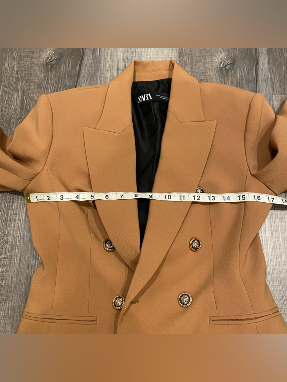 ZARA Double Breasted Camel Blazer XS - Picture 14 of 16